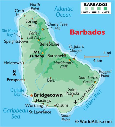 map of area around barbados.